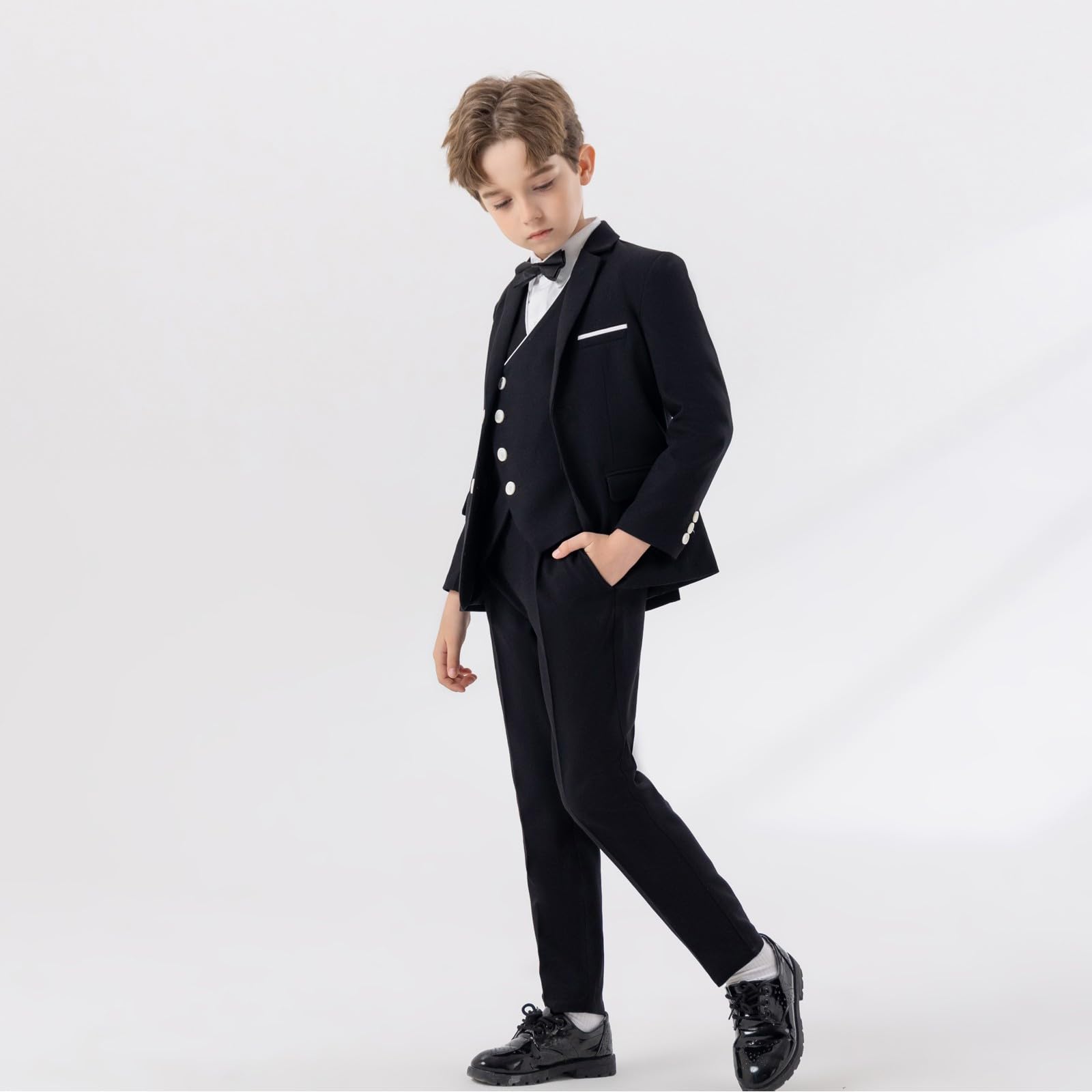 Generisch Elegantes Winter Jungen Set Jacke Weste Krawatte Hose formelle Kleidung für festliche Anlässe Auftritte geeignet 4 bis 12 Jahre anspruchsvolle Outfit Kombination