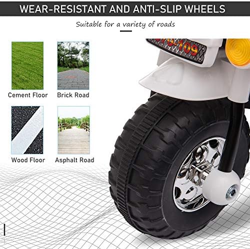 HOMCOM Kids 6V Electric Ride On Motorcycle 3 Wheel Vehicle Lights Music Horn Storage Box Outdoor Toy for 18 - 36 Months White