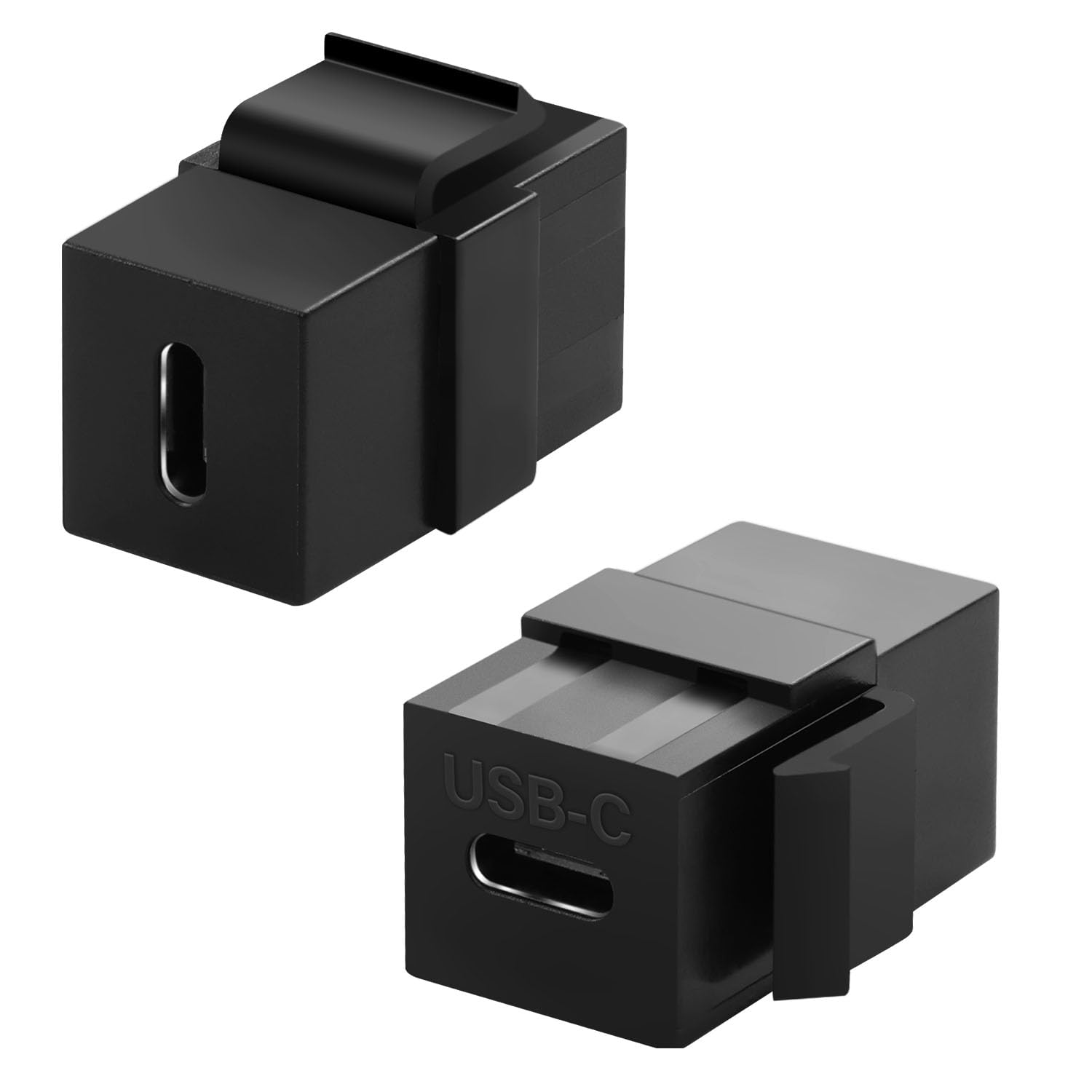 QIANRENONUSB C 3.1 Keystone Connector 10Gbps USB Type C 3.1 Female to Female Keystone Adapter Jack USB C Wall Plate Socket Pass Through Module,100W Charging,for Wall Plate Patch Panel,Black,2Pcs