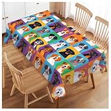 Swono Decorative Rectangle Table Cloth Dog Icon, Dog Puppy Head Poodle Shepherd Terrier Labrador Polyester Tablecloth Kitchen Table Cover for Dining BBQ Picnic Coffee Table 50x72, 4-6 Seats