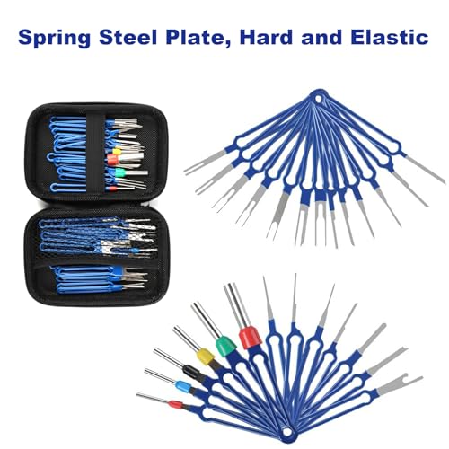 TNOMSNO 39 Stück Terminal Entfernung Auspinwerkzeug, Auto Entriegelungswerkzeug Set Auspinwerkzeug Kfz Entriegelungswerkzeug Auto Kabel Stecker Terminal Entfernung Werkzeugsatz mit Box