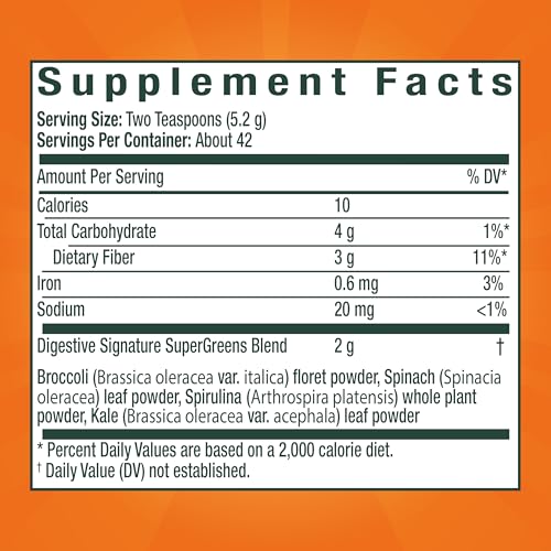 Metamucil Greens SuperFood Powder Fiber Supplement for Digestive Health* and Regularity*, Gluten Free Plant-Based Stevia, Great Taste Kiwi Apple Flavored, 3g Dietary Fiber per Serving, 42 Servings - image 7