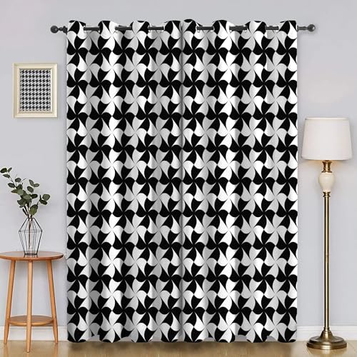 Genérico Cortinas Salon Molino Cortina Ventana Vector Cortinas Termicas Aislantes Frio y Calor con Ojales Cortina Opaca Infantil 2 Piezas x 85 x 200cm(An x Al) R1466