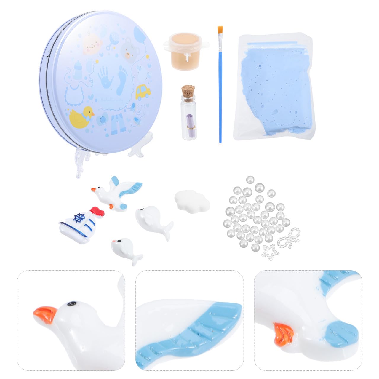 BESTonZON 1juego Kit De Recuerdo De Huellas Para Recién Nacidos Molde De Adorno De Huellas De Manos y Pies Para Conservar Momentos Especiales Incluye Caja De Almacenamiento Portátil