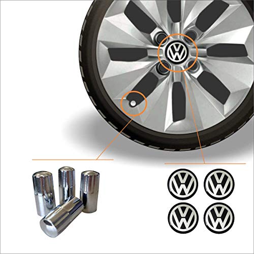 Jogo Calota Aro 14 Gol Voyage G5 G6 2013 Volkswagen + Emblema Resinado + Tampa Ventil Cromada