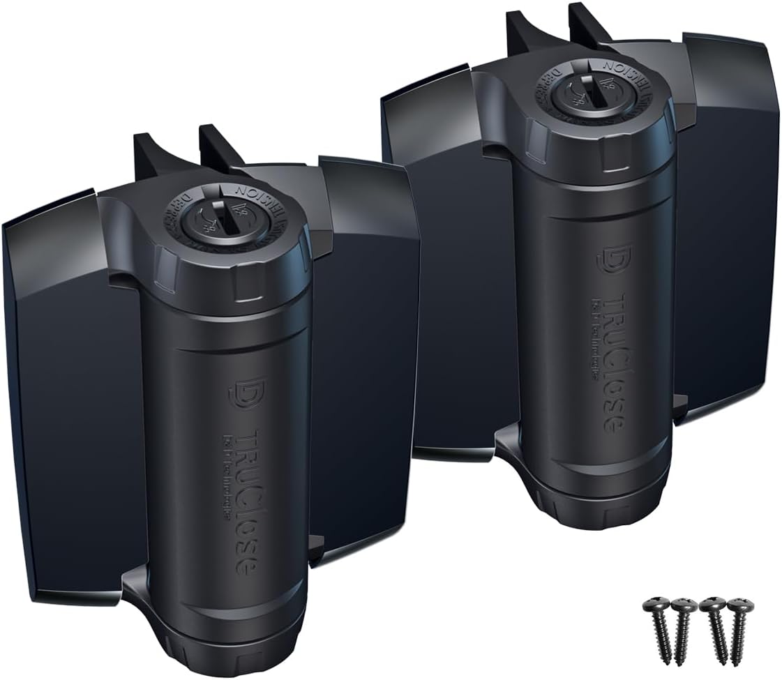 D&D Technologies TruClose Heavy Duty Self-Closing Gate Hinges for Metal Gates up to 154 lbs - Black, 2-Pack with Alignment Legs