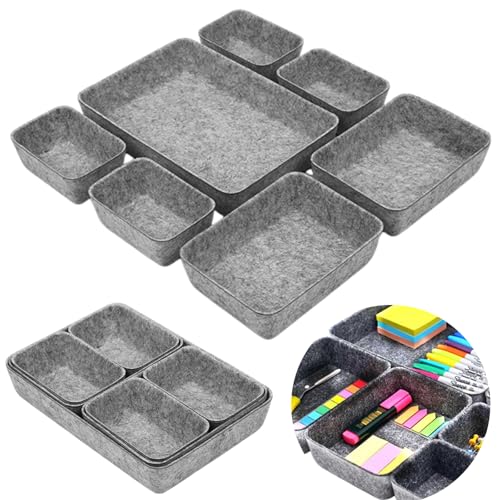 LURNODY 7 Piezas Organizador de Cajones de Fieltro, Apilable Organizador Cajones Escritorio，Lavables Separadores Apilables Perfetto per L'Uso in Scuole, Cucine, Oficina, Cómoda