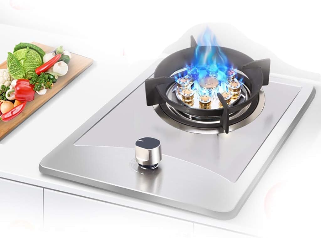 Stainless Steel Cooktop Gas Cooktop,4.2Kw,With Flameout Protection,For Home Kitchen Benchtop/Embedded Single Cooker (B Natural gas) (E LP gas)