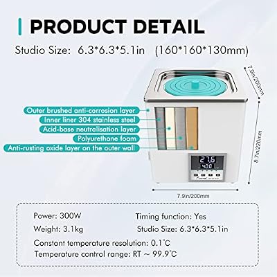 LAB FISH Lab Digital Water Bath 3L Capacity Thermostatic Heater Laboratory Heating Devices Stainless Steel