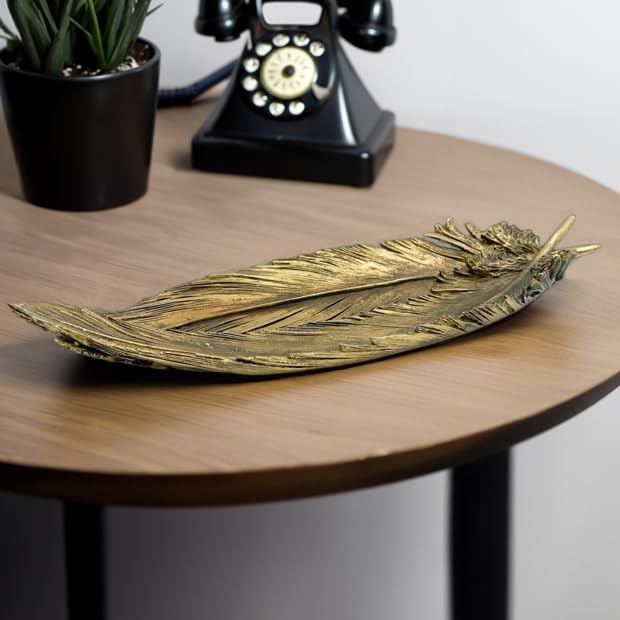 Plateau feuille dorée 43 cm pour sublimer une table basse vide et sans vie