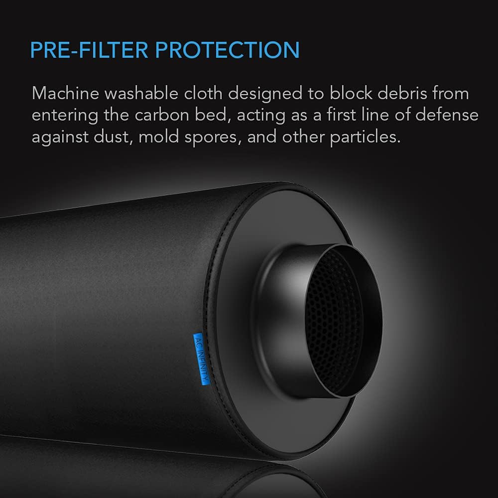 AC Infinity Pre-Filter Cloth 6”, Replacement Inline Filter Sleeve 2-Pack