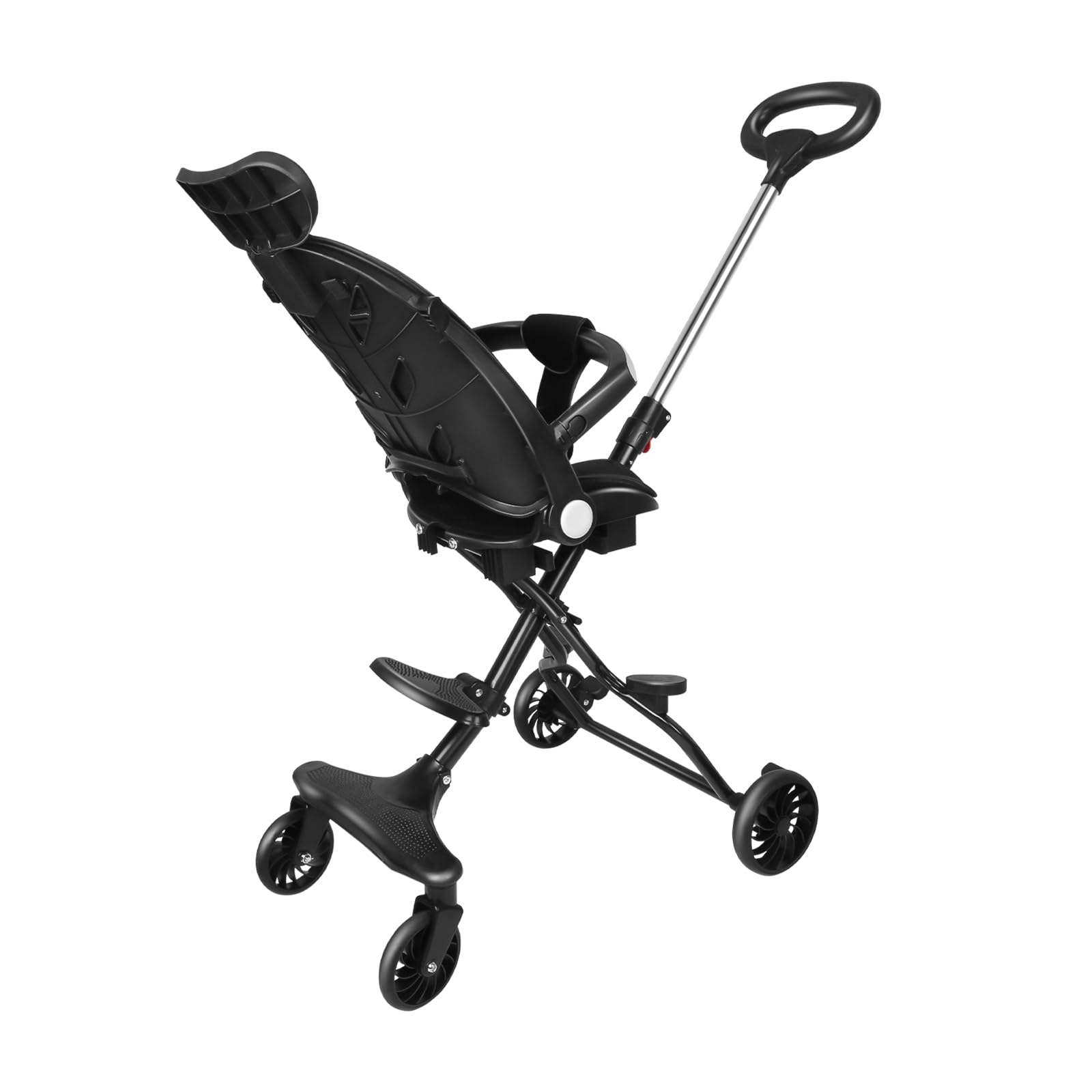 Poussette Canne, 0-4 ans, 0-25 kg, Poussette Bebe Légère et Compacte, Position Allongée, Pliage Automatique,30 * 55 * 86,5 cm - Noir