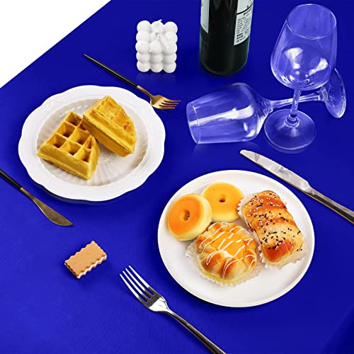 Image of TURSTIN 4 Pack Royal Blue Satin Tablecloth 102 x 58'' Overlay Table Cover