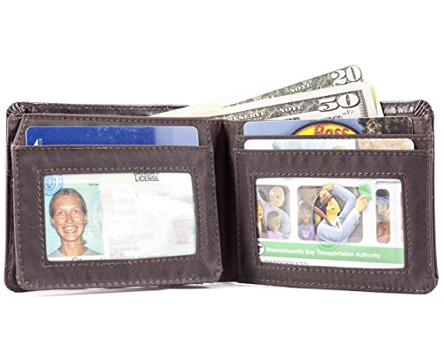 Image of Big Skinny Men's L-Fold Passcase Leather Slim Wallet, Holds Up to 30 Cards, Brown