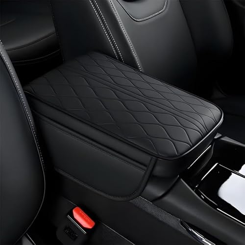 gblwb Car Center Console Cover, for Porsche Cayenne 2019-2024 2025 Leather Armrest Cover Center Console Cushion, Car Interior Accessories,Black