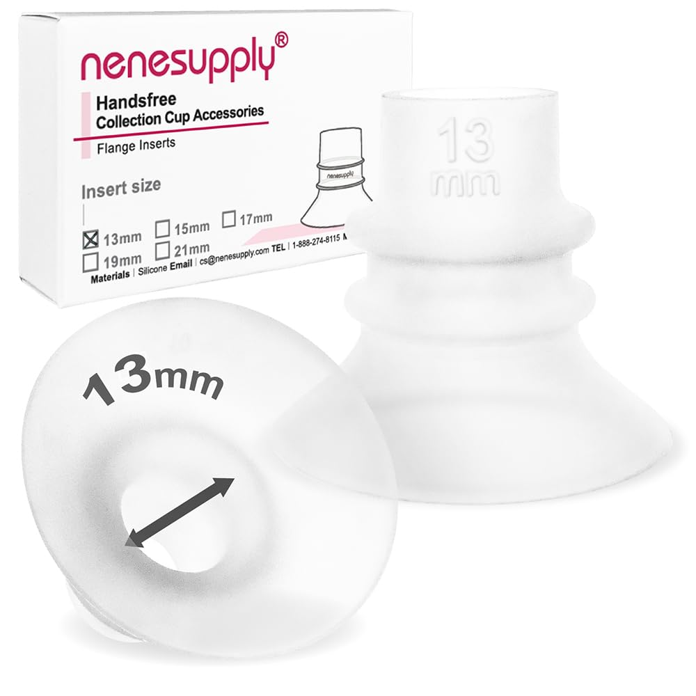 Nenesupply 13mm Flange Inserts for Handsfree Wearable Collection Cups. Work with 24mm breastshields/Flanges. Reduce Flange Size to 13mm. Compatible with Spectra, Momcozy Elvie Medela Flanges
