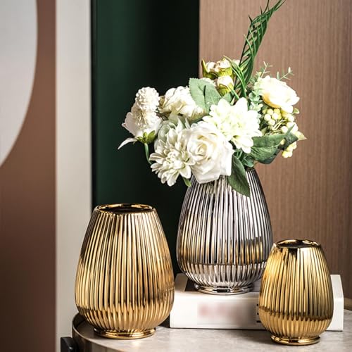 Vase en céramique moderne argenté haute finition pour fleurs