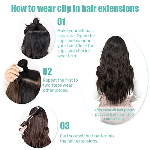 Image of KooKaStyle Wavy Thick Clip in Hair Extensions 16 inch Dark Brown