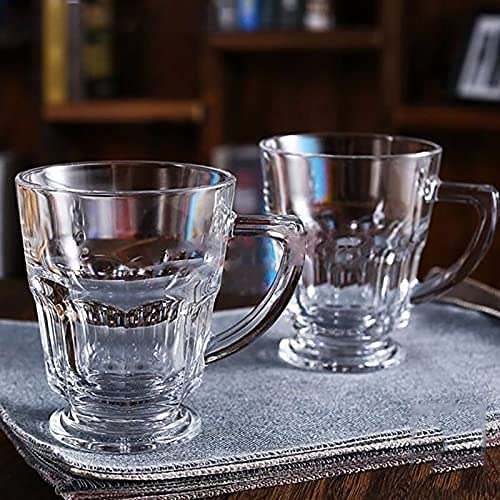 Image of Premium Glass Tea & Coffee Cups Set of 6, 170 ML Transparent Glass Mug with Handle for Tea, Coffee, Green Tea, Milk, Hot & Cold Beverages, Stylish Clear Drinking Cups for Home Kitchen Cafe
