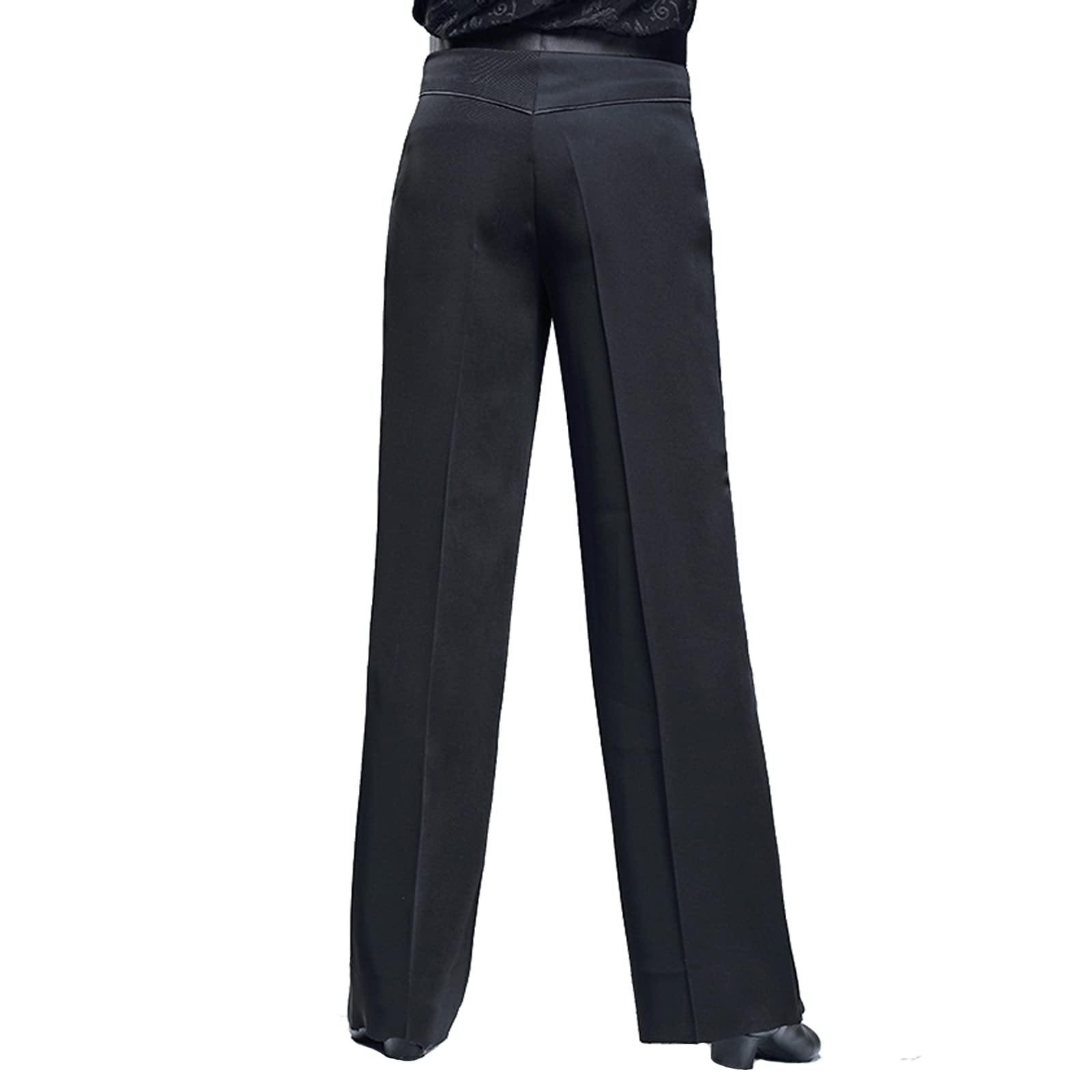 Pantalones de salón de baile latino para hombre, cintura elástica, color negro