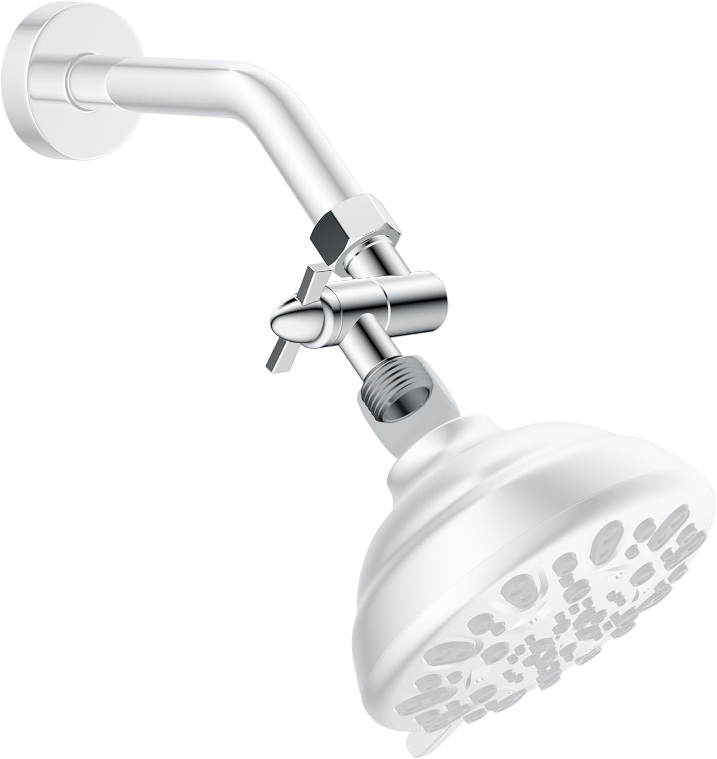 Hibbent All Metal Shower Head Elbow Adapter, 360 ° Adjustable Swivel Brass Showerhead Adapter for Fixed and Rain Showerhead, Stainless Steel Wall Mounted Shower Connector, Chrome