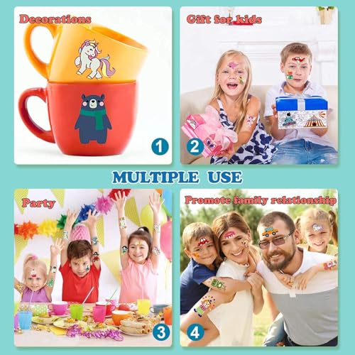 image for Partywind 380 Styles (30 Sheets) Luminous Tattoos for Kids, Mixed Styl