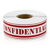 Confidential - 4' x 1' Red Confidential Stickers - Special Handling Instruction Labels Stickers, Top Secret Stickers Confidential Labels - Strong Permanent Self-Adhesive [300 Labels per Roll]