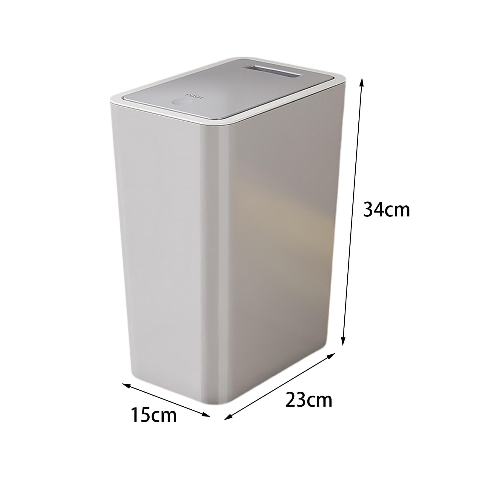 Pattumiera con Coperchio Rettangolare Pattumiera Cucina Cestino Sottile e Stretto Pattumiera per Polvere Stanza di Casa Camera da Letto Lavanderia, Grigio 12L