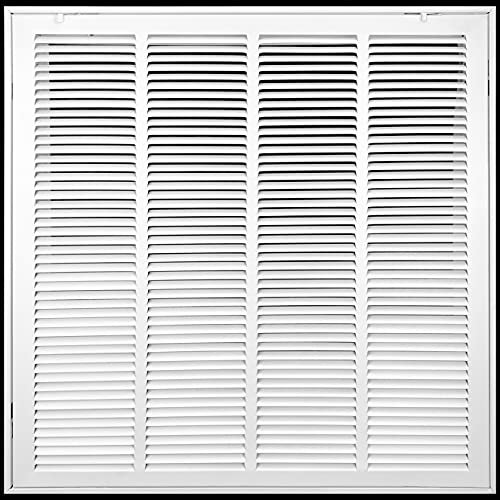 Image of 24 inch X 24 inch Steel Return Air Filter Grille by HANDUA | Removable Face Door HVAC Duct Cover Grill for 1-inch Filter, White | Outer Dimensions: 26.5 inchW X 26.5 inchH
