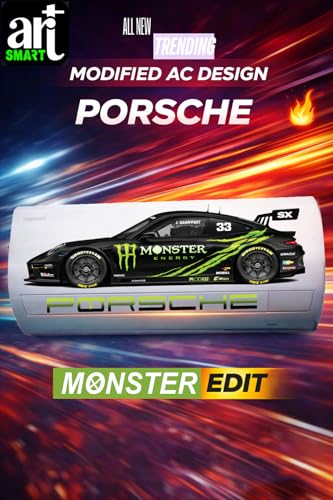 Image of Trending Porschhe 911 Racing AC Sticker, Air Conditioner Premium Vinyl, HD Gloss Finish, 24 Inches, for AC, Wall, Door, Glass (MONSTERBLACK)