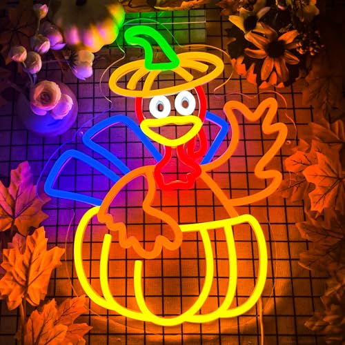 Image of Turkey Neon Sign Thanksgiving LED Lgihts Dimmable Thanksgiving Neon Light for Wall Decor Happy Thanksgiving Neon Sign for Wall Art Window Home Party Holiday Gift