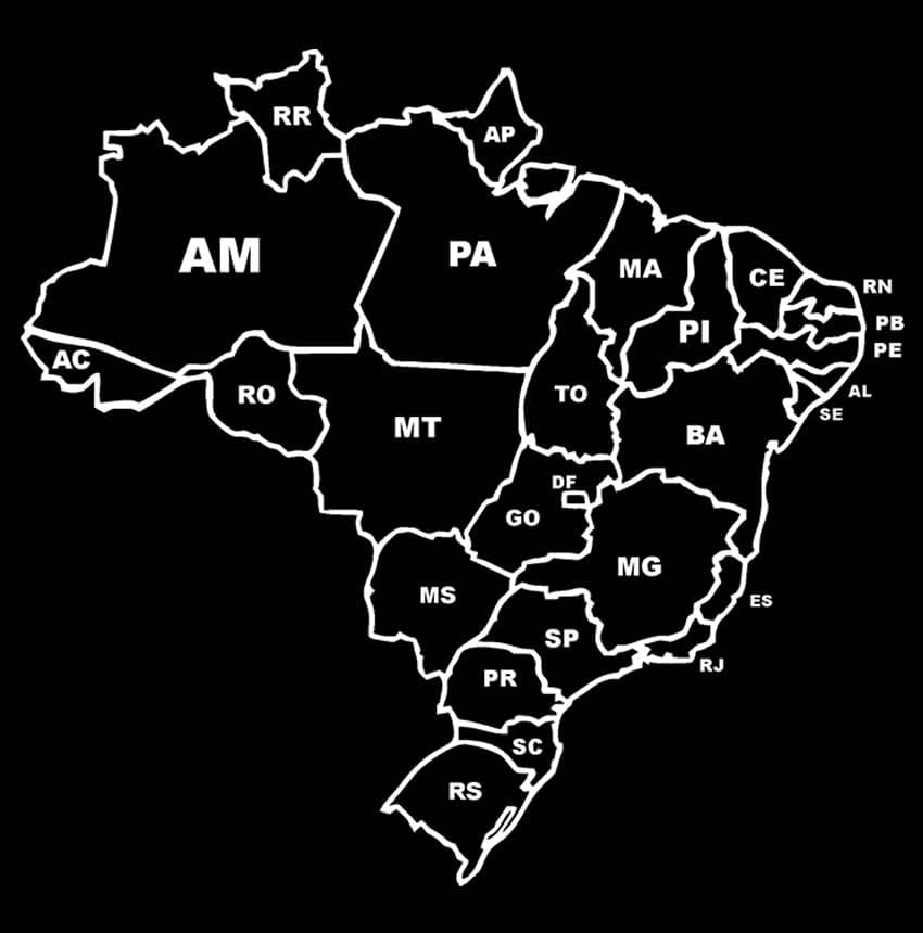 Adesivo Mapa Brasil Estados - Vinil Decorativo 50x50cm Branco