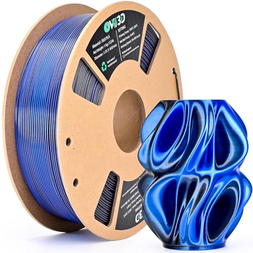Image of OVV3D Silk PLA Filament 1.75mm, Dual Color PLA Filament 3D Printer Filament, Black Blue 3D Printing Filament + /-0.02mm, 1kg Spool /2.2lb