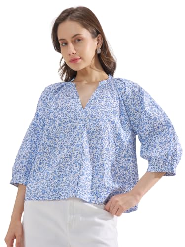 Image of Tokyo Talkies Women Tops for Woman|Women Oversized Fit Crop Top Shirt|Comfortable Premium Korean Button Down | Workwear Top for Office & Casual Outfit