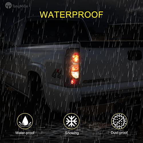 Tangmige Tail Lights Compatible With Chevy Silverado 1500 2500 3500 1999-2006, Chevrolet 2007 W/Classic Body, Gmc Sierra 1500 2500 3500 1999-2002 Rear Lamps, No Bulbs (Black/Smoke Lens) #TOP5