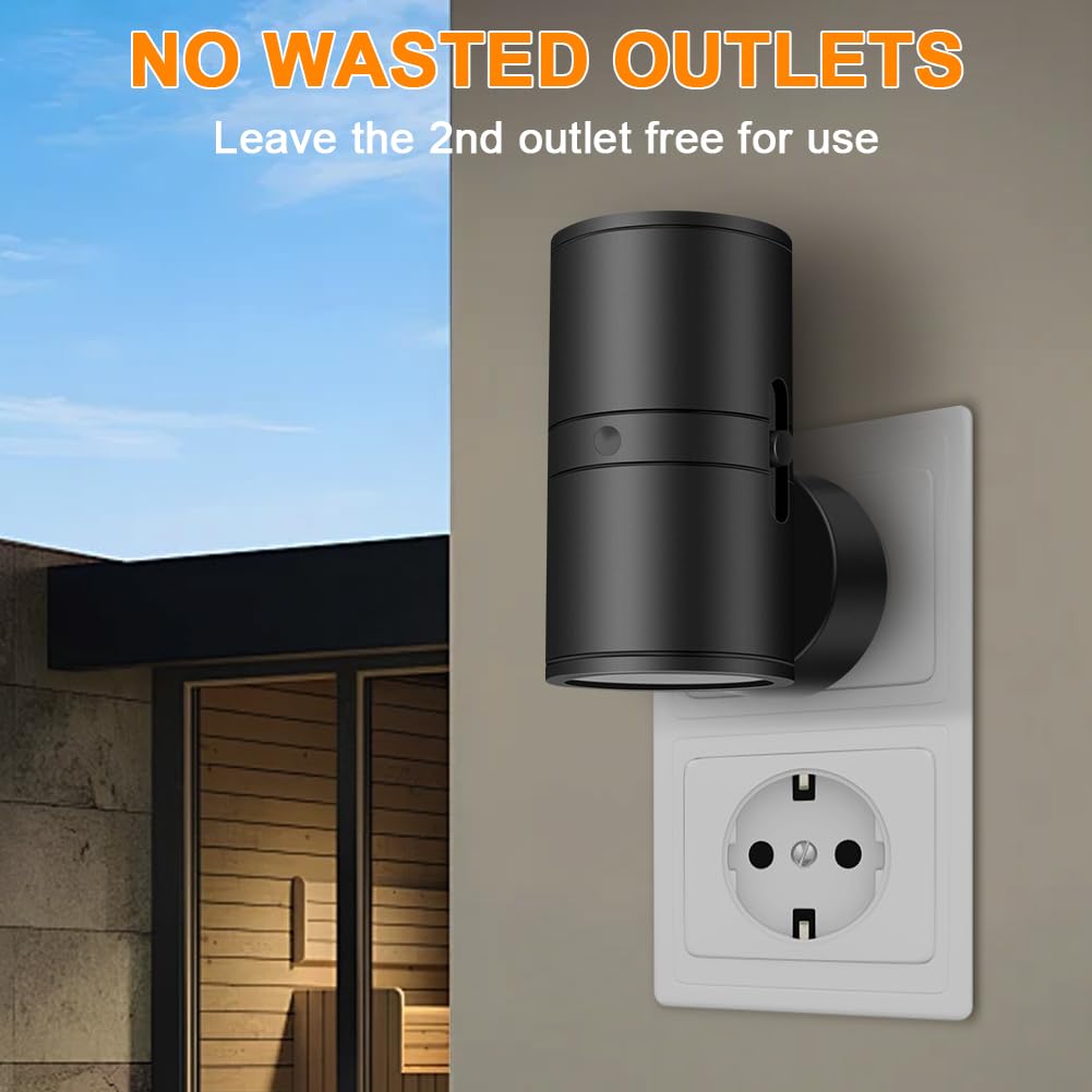 HOTUT Enchufe Moderno LED de Noche, 2 unidad, Luces de Noche Modernas se Conectan Pared, Blanco Cálido Brillo Ajustable 0-100 lm con Sensor Anochecer Amanecer para Dormitorios Pasillos Hallway Stairs