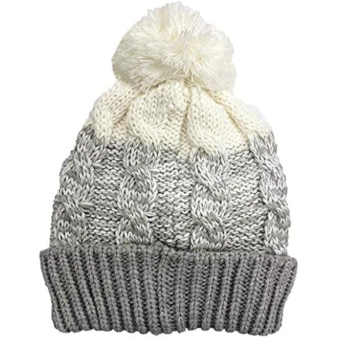 G5 APPAREL Womens Waterproof Sherpa Lined Cable Thermal Knitted Bobble Beanie Hat Grey Cover