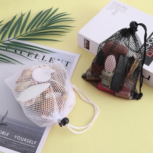 6 Pcs Mesh Bags with Drawstring, 7.87 x 5.9 Inch Small Mesh Bags Storage Bag with Cord Lock Black Mini Meshes Bag for Fruits, Candy, Cosmetics, Golf Stuff Balls4