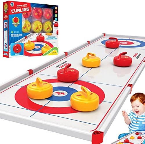 Curling Game | Portable Curling Game Set with 6 Rollers,Fun Indoor Sports Game for Kids Teens Adults, Easy to Set Up, Play and Store, Mixed Color