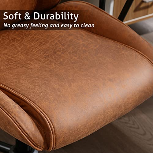 Bowthy Executive Chair Mid Century Office Modern Chair, 55° Reclining High Back Desk Chair With Wheels, Adjustable Office Chair, Brown Office Chair, Swivel Chair 330Lbs, Computer Chair For Adults  #TOP4