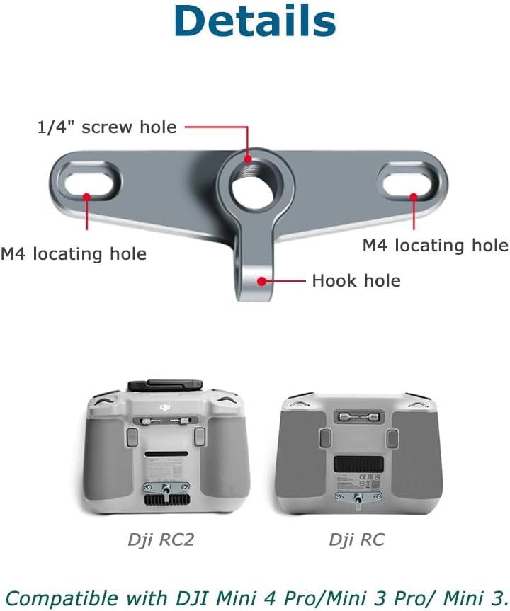 Bike Mount Tripod Adapter for DJI RC/RC2 Remote Control, Neck Strap Holder with 1/4" Screw Hole for DJI Mini 4/Mini 3 Pro