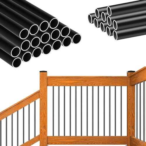 Deck Balusters with Screws-Upgraded Rectangle Metal Railing Spindles Kit for Decks Porch (Round Balusters Without caps)