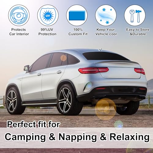 Image of 10PCS Windshield Sun Shade Custom Fit For 2012-2019 Mercedes-Benz GLE-Class(Not Fit for GLE Coupe) Accessories Foldable Sunshade Side Rear Window Shade Cover Full Set Privacy Protection Keeps Car Cool