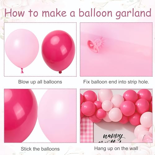 Image of 55 Pcs Set of Pastel pink and Hot pink balloons with pink Bow foil balloons for girls birthday celebration, home party decoration kit