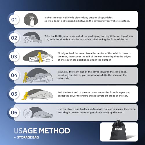 Image of Holhtly Car Cover Custom Fit for Honda Civic， Car Covers for Automobiles All Weather Waterproof Sun Snow Rain Wind Dust Protection, Outdoor Car Cover Black & Grey