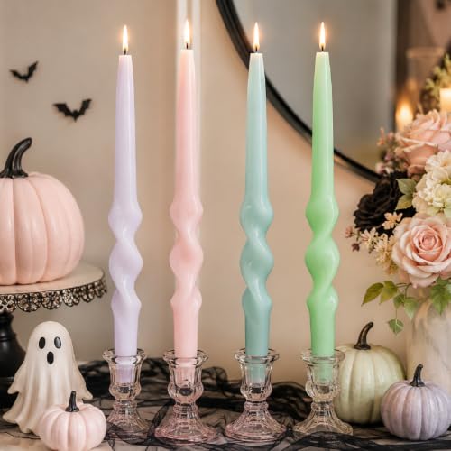 Gedengni Pastel Spiral Taper Candles 10 Inch,4 Pack Swirl Candle Home Decor