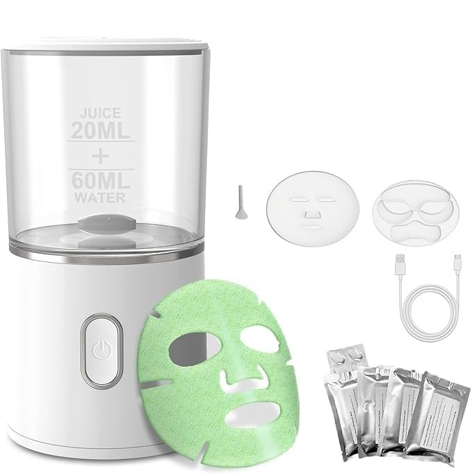 Face Mask Maker Machine, Professional Facial Mask Machine, DIY Natural Fruit Vegetable Mask with Collagen, Automatic Face Mask Machine for Skin Care, SPA Facial Skin Care (Rechargeable)