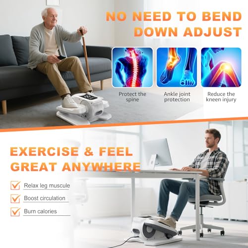 Image of Mini Under Desk Elliptical Low Impact Electric Leg Exerciser As Seen on TV While Sitting for Seniors with Non-Slip Mat Quiet & Portable for Home and Office