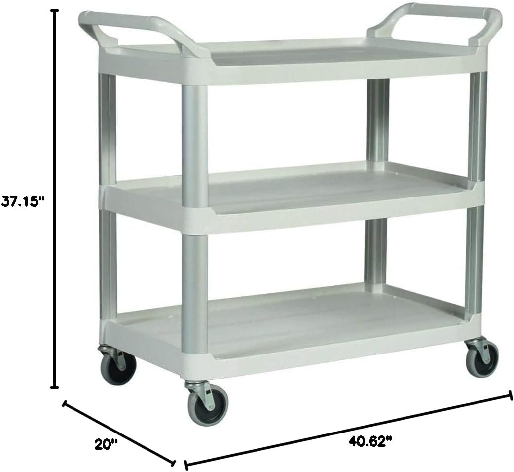 Rubbermaid Commercial 409100CM Open Sided Utility Cart 3-Shelf 40-5/8w x 20d x 37-13/16h Off-White