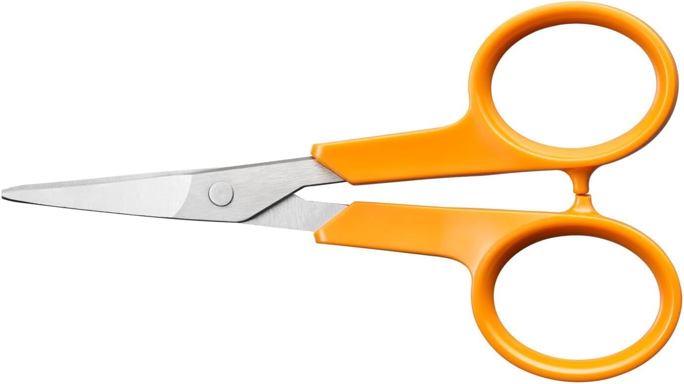 Fiskars Classic Manicure Scissors, Curved, Right- and Left-Handed use, Total Length: 10 cm, Improved Handle ergonomics, Quality Steel/Plastic, Orange, 1075058